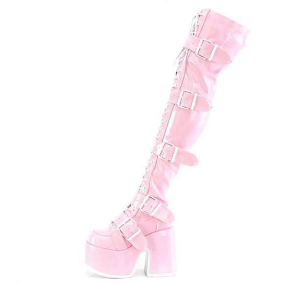 Platform Heel Gothic Lace Up Thigh High Boots - Picture 1 of 5